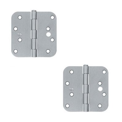 4" x 4" x 5/8" Radius Hinge Security  (SOLD AS A PAIR) in Brushed Chrome