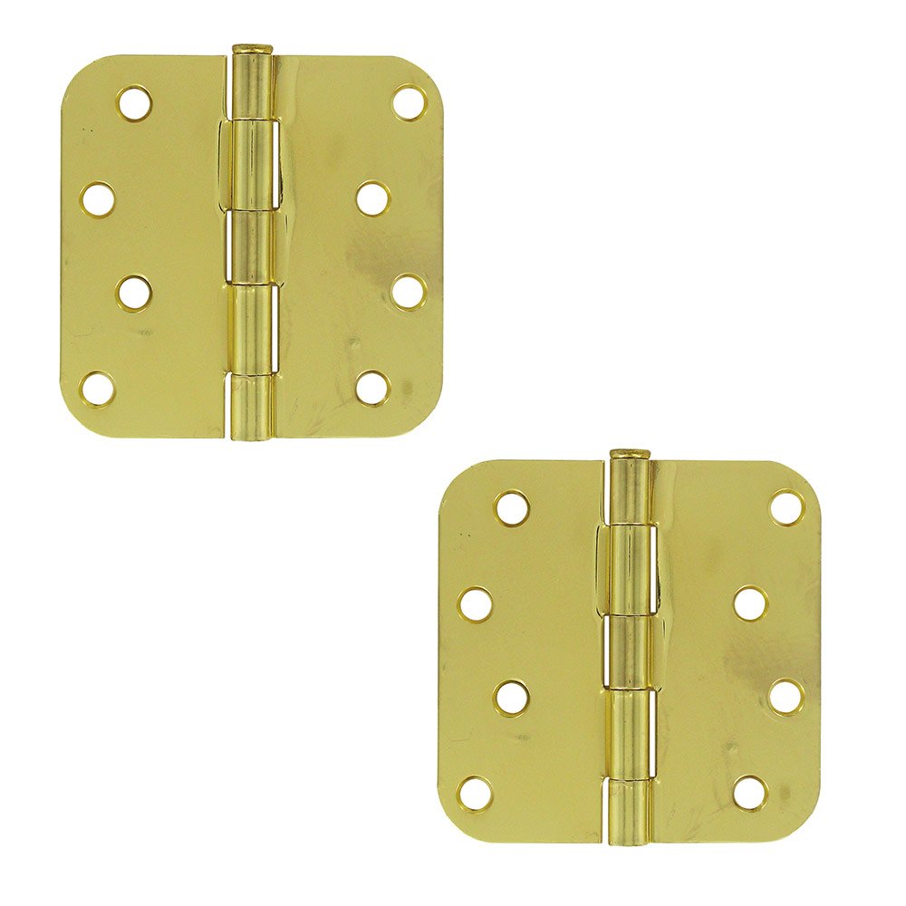 4" x 4" 5/8" Radius/Residential Door Hinge (Sold as a Pair) in Polished Brass