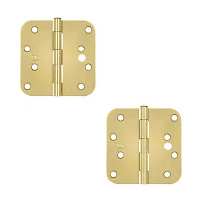 4" x 4" x 5/8" Radius Hinge Security  (SOLD AS A PAIR) in Polished Brass