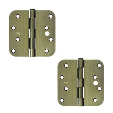 4" x 4" x 5/8" Radius Hinge Security  (SOLD AS A PAIR) in Antique Brass