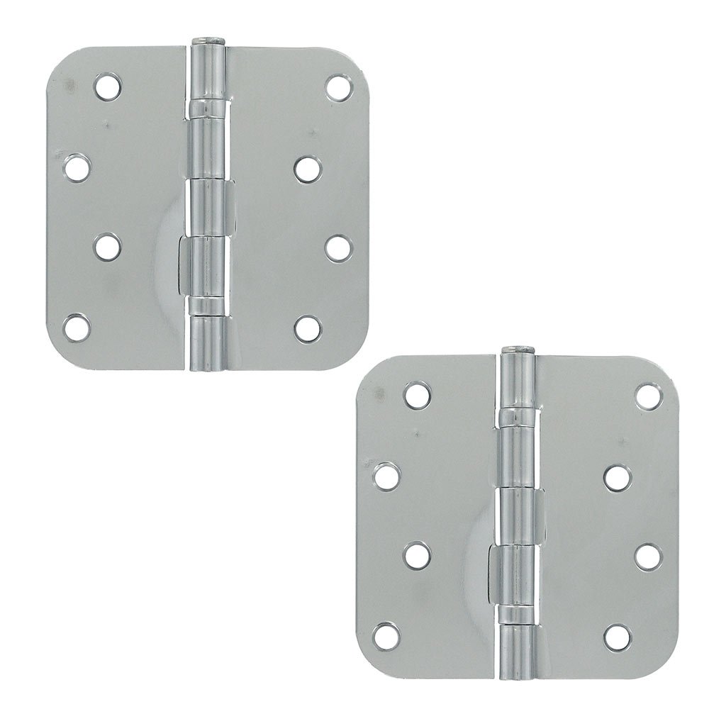 4" x 4" 5/8" Radius/2 Ball Bearing/Residential Door Hinge (Sold as a Pair) in Polished Chrome