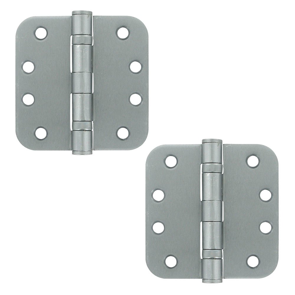 4" x 4" 5/8" Radius/2 Ball Bearing/Heavy Duty Door Hinge (Sold as a Pair) in Brushed Chrome
