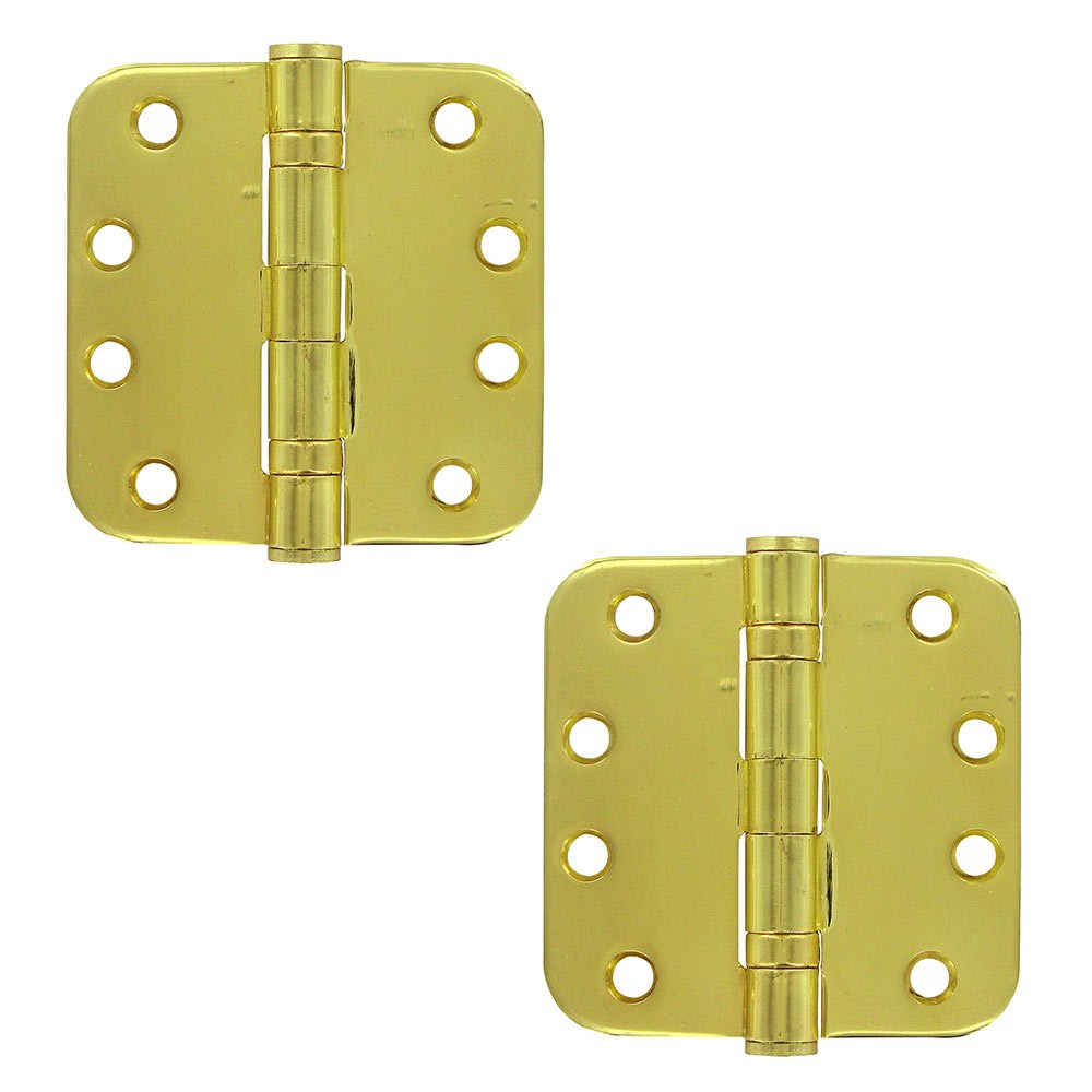 4" x 4" 5/8" Radius/2 Ball Bearing/Heavy Duty Door Hinge (Sold as a Pair) in Polished Brass