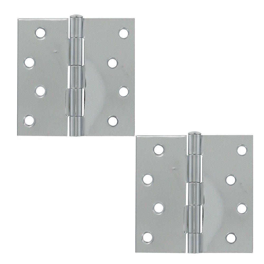 4" x 4" Residential Square Door Hinge (Sold as a Pair) in Polished Chrome