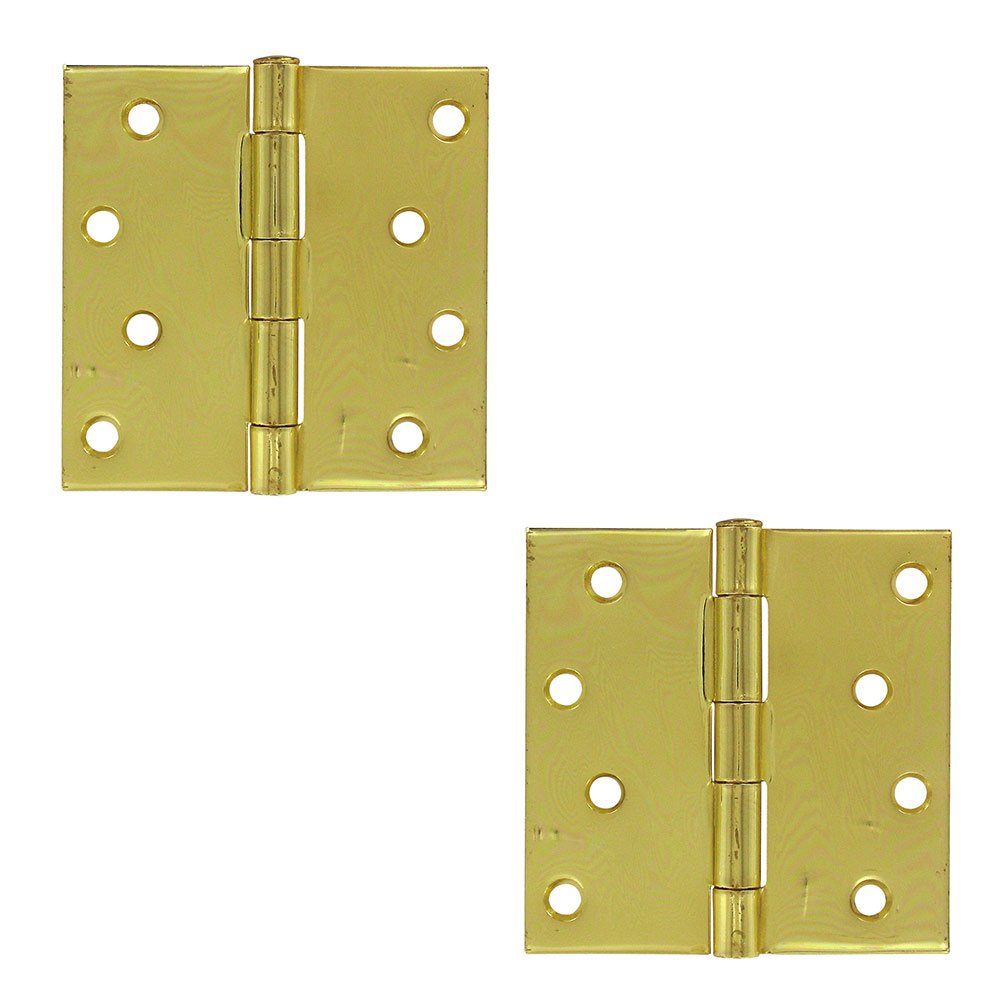 4" x 4" Residential Square Door Hinge (Sold as a Pair) in Polished Brass