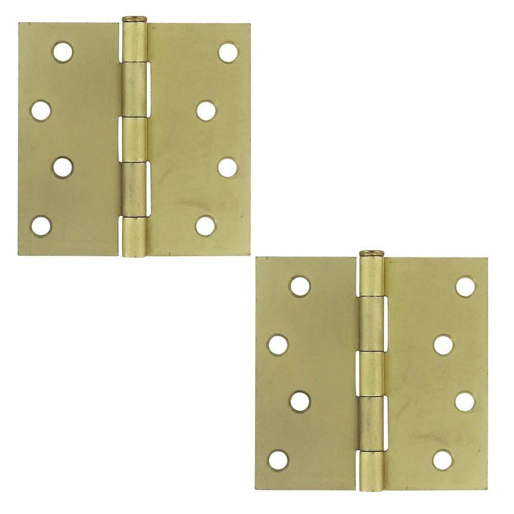 4" x 4" Residential Square Door Hinge (Sold as a Pair) in Brushed Brass