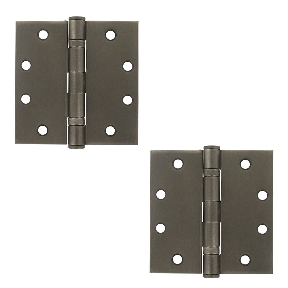 Removable Pin Square Door Hinge (Sold as a Pair) in Antique Nickel