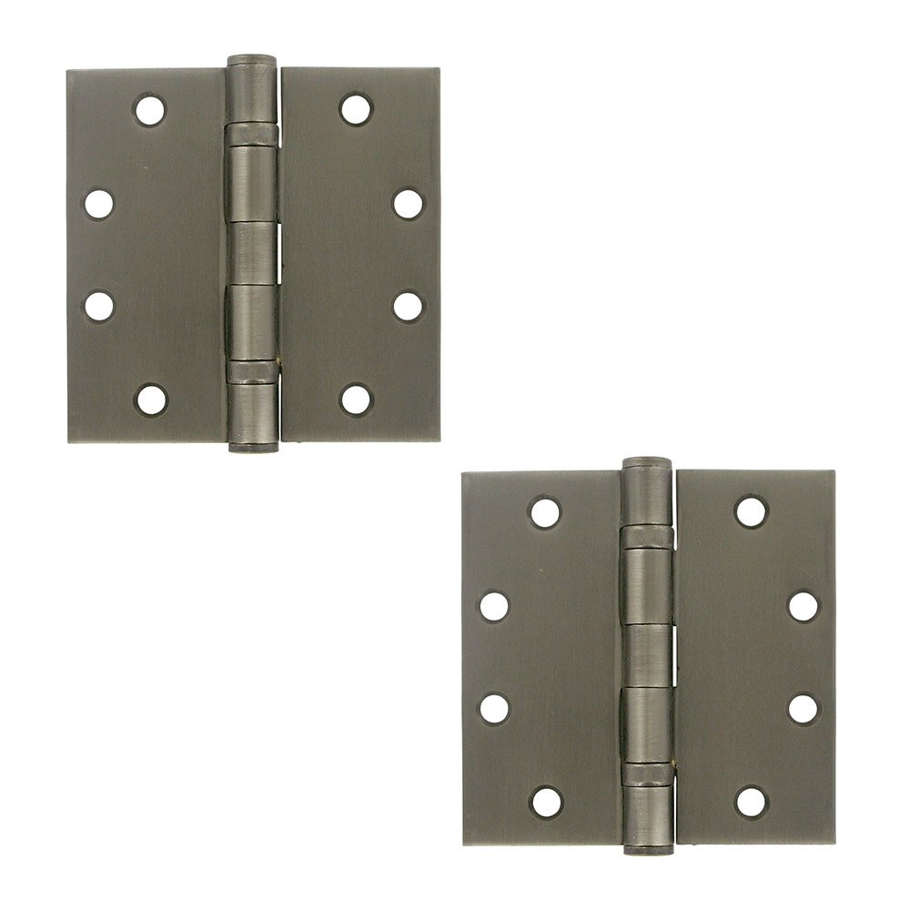 4 1/2" x 4 1/2" 2 Ball Bearing/Heavy Duty Square Door Hinge (Sold as a Pair) in Antique Nickel