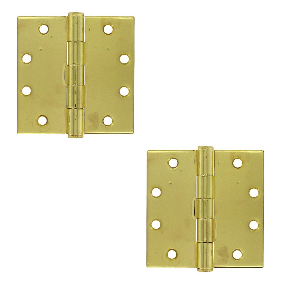 4 1/2" x 4 1/2" Heavy Duty Square Door Hinge (Sold as a Pair) in Polished Brass