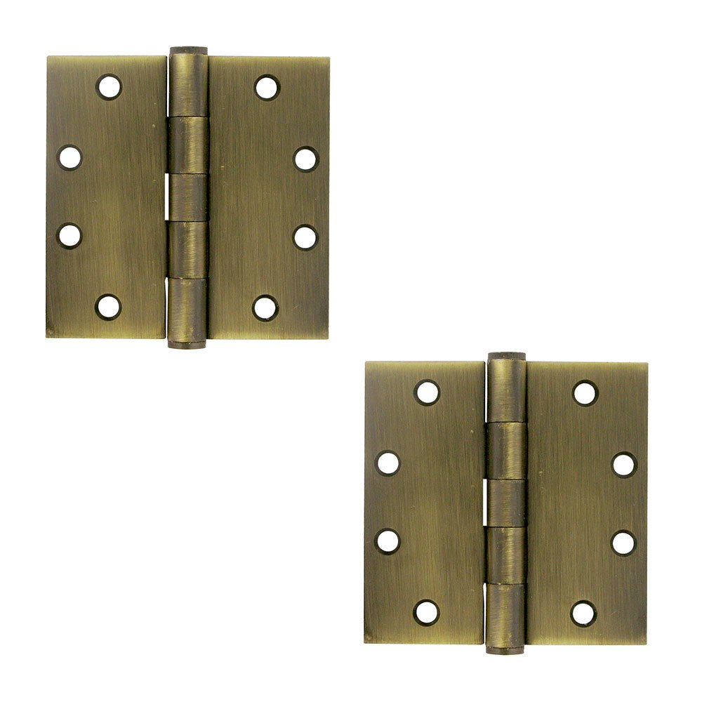 4 1/2" x 4 1/2" Heavy Duty Square Door Hinge (Sold as a Pair) in Antique Brass