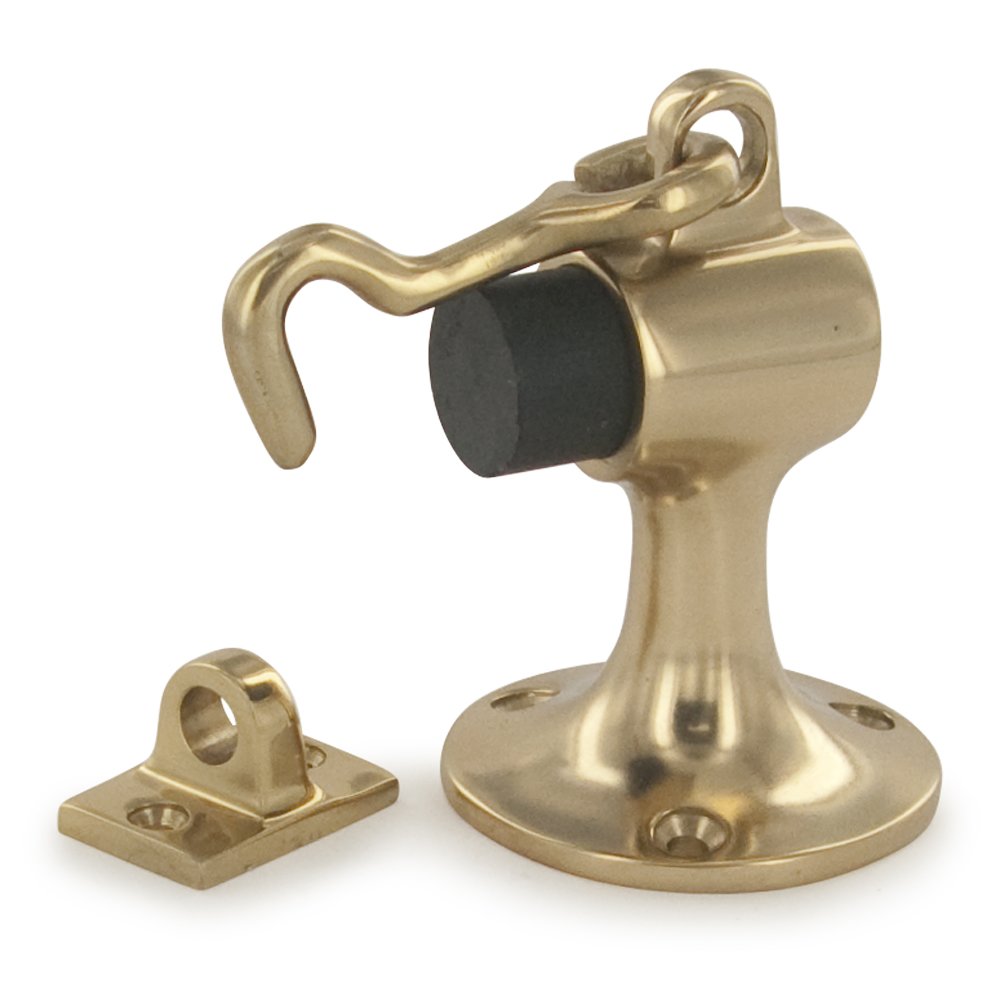Solid Brass Floor Mounted Bumper with Holder in Polished Brass