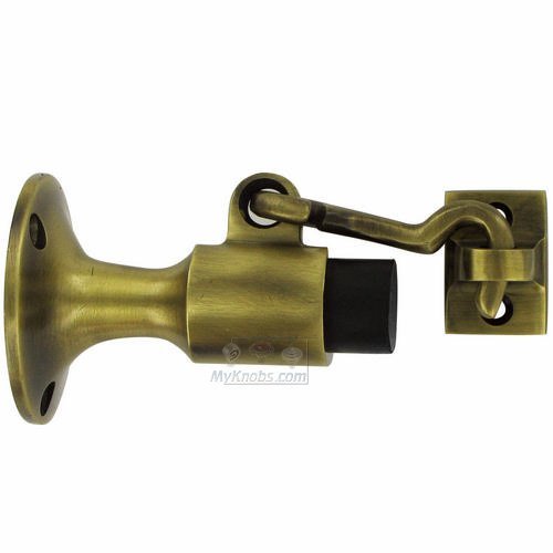 Solid Brass Wall Mounted Bumper with Holder in Antique Brass
