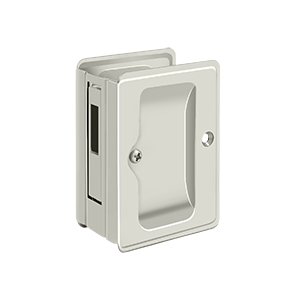 Heavy Duty Pocket Lock Adjustable 3 1/4"x 2 1/4" Sliding Door Receiver in Polished Nickel