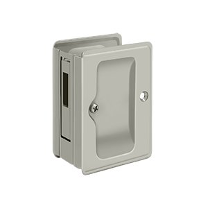 Heavy Duty Pocket Lock Adjustable 3 1/4"x 2 1/4" Sliding Door Receiver in Brushed Nickel