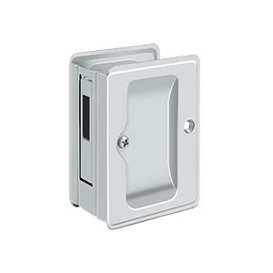 Heavy Duty Pocket Lock Adjustable 3 1/4"x 2 1/4" Sliding Door Receiver in Polished Chrome