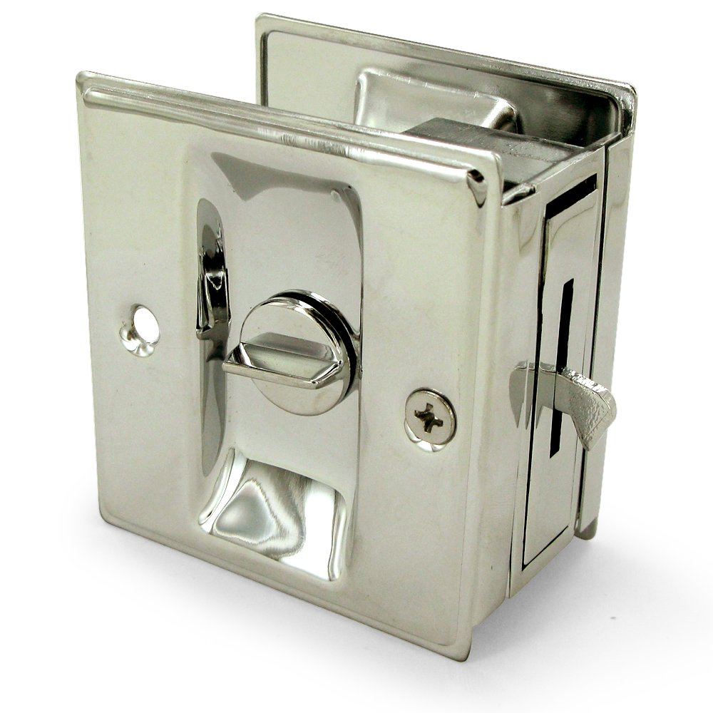 Solid Brass 2 1/2" x 2 3/4" Privacy Pocket Lock in Polished Nickel