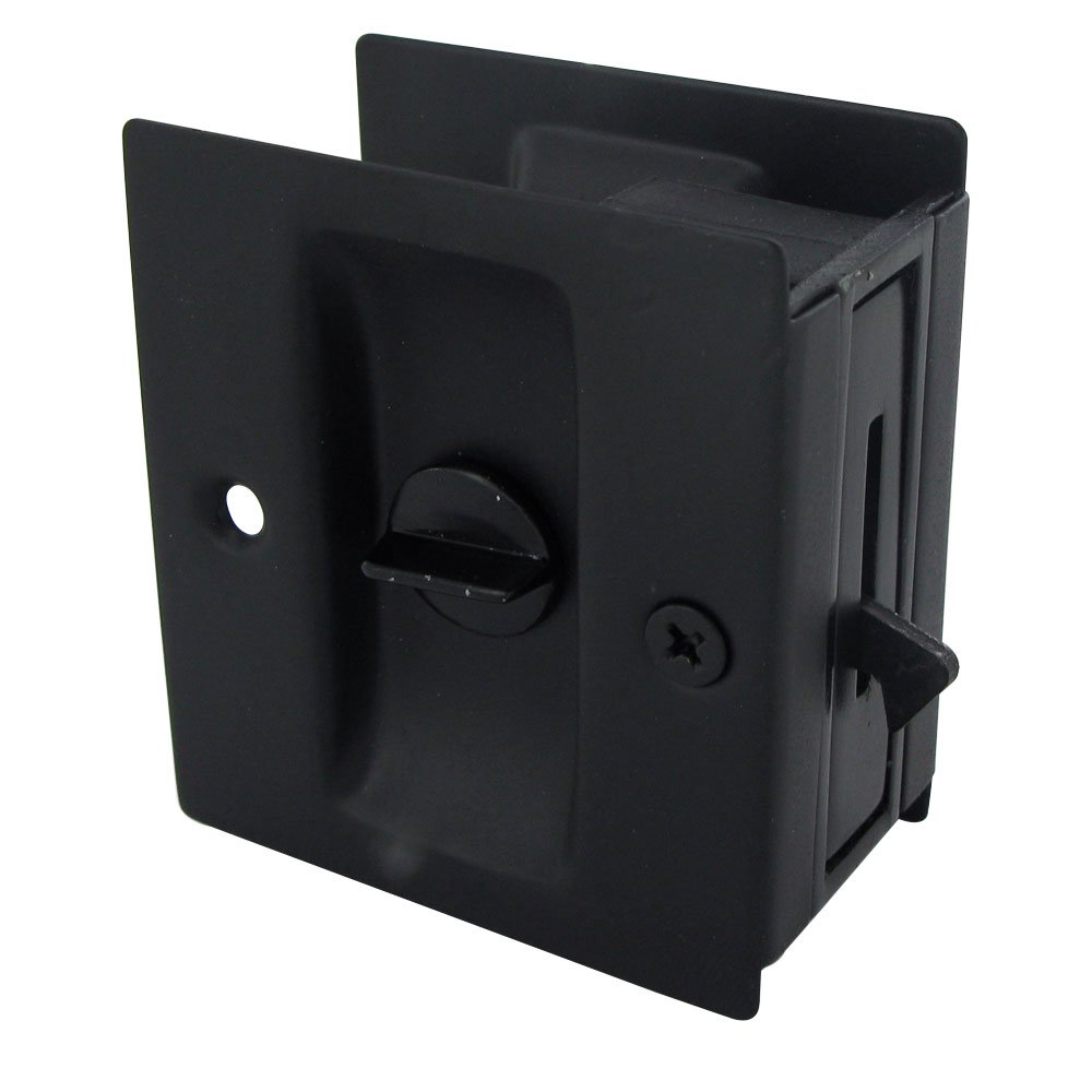 Solid Brass 2 1/2" x 2 3/4" Privacy Pocket Lock in Paint Black