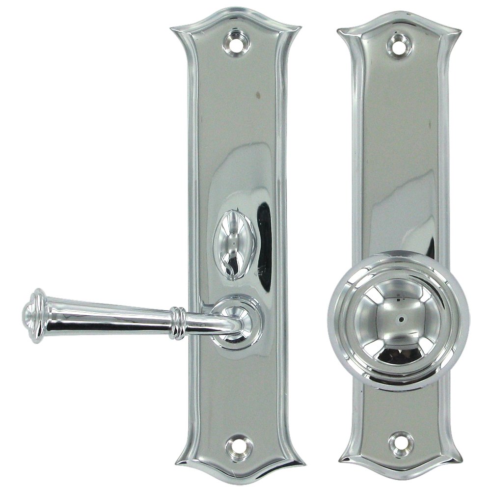 Solid Brass Mortise Lock Screen Door Latch in Polished Chrome