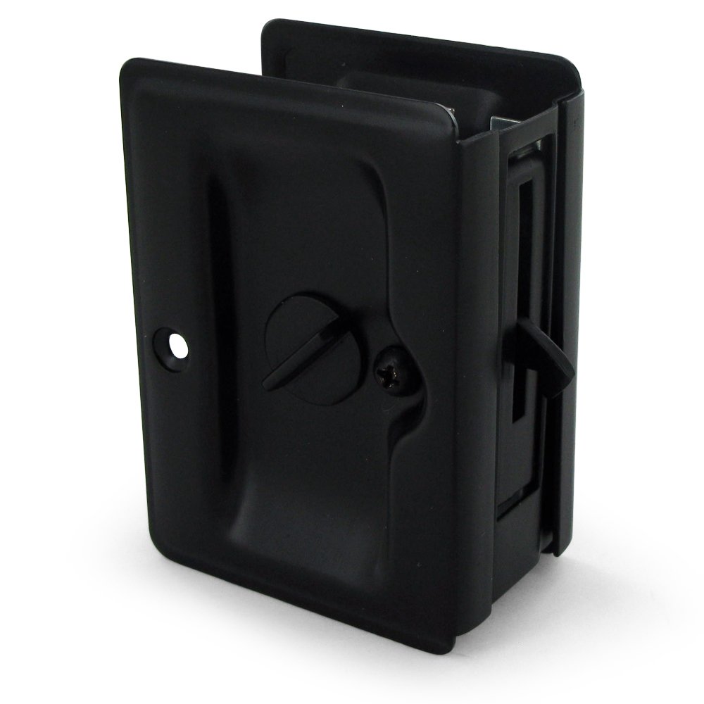 Solid Brass Adjustable 3 1/4" x 2 1/4" Heavy Duty Privacy Pocket Lock in Paint Black
