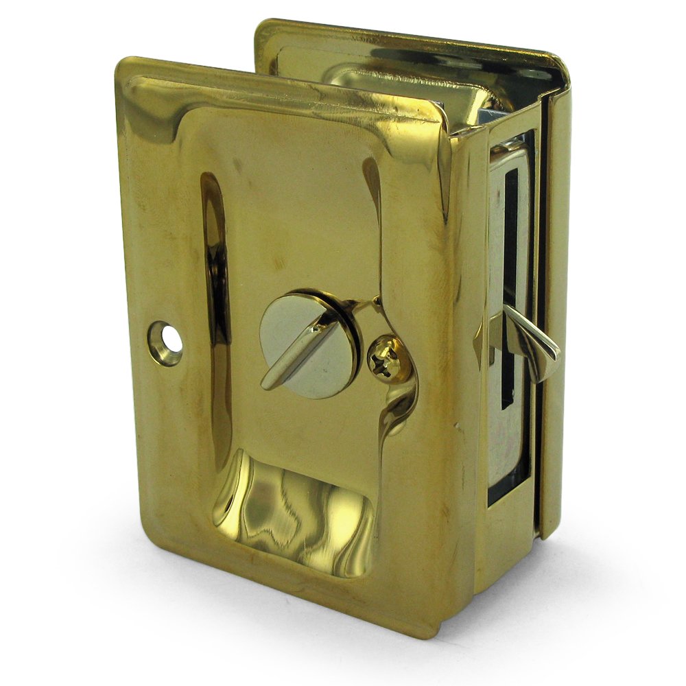 Solid Brass Adjustable 3 1/4" x 2 1/4" Heavy Duty Privacy Pocket Lock in Polished Brass