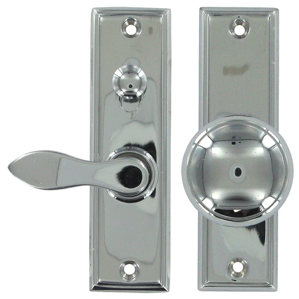 Solid Brass Mortise Lock Screen Door Latch in Polished Chrome
