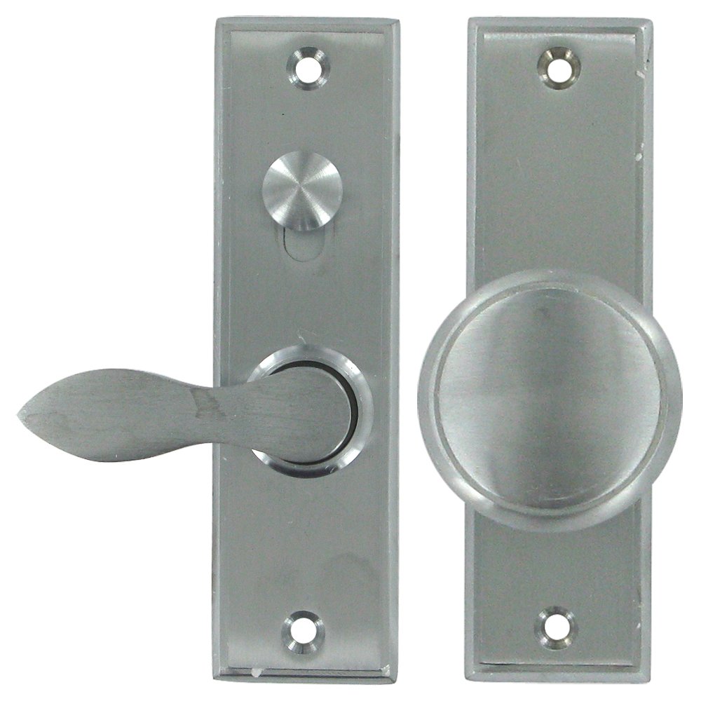 Solid Brass Mortise Lock Screen Door Latch in Brushed Chrome
