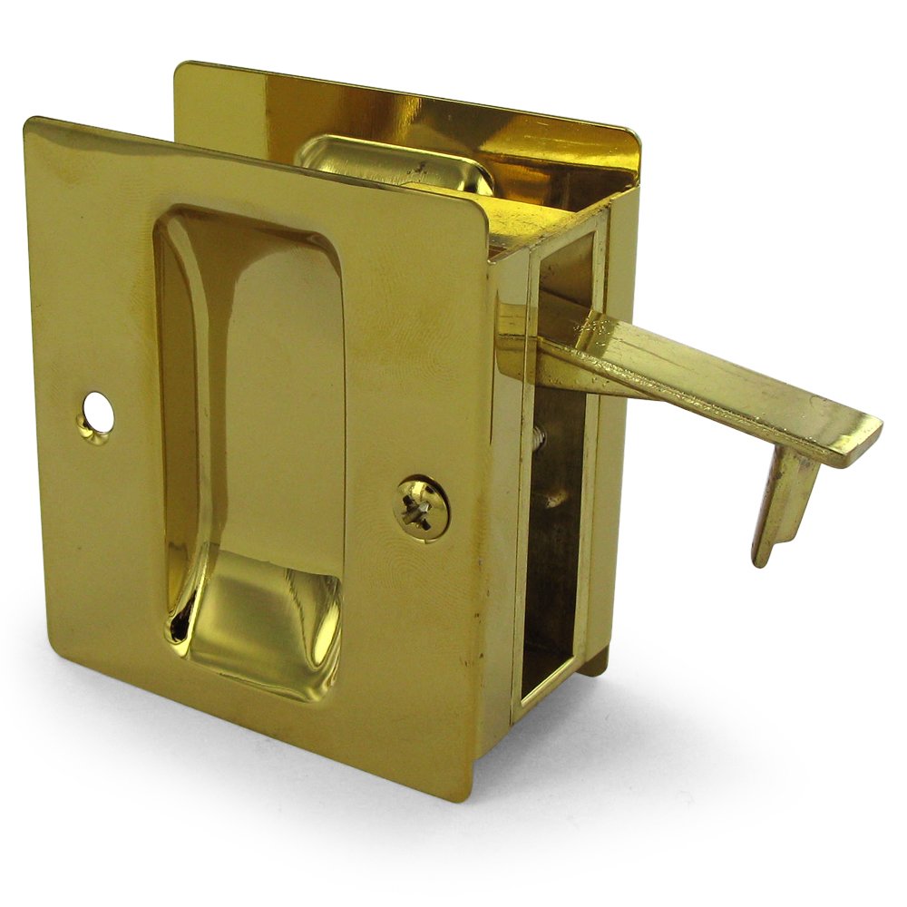 Solid Brass 2 1/2" x 2 3/4" Passage Pocket Lock in PVD Brass