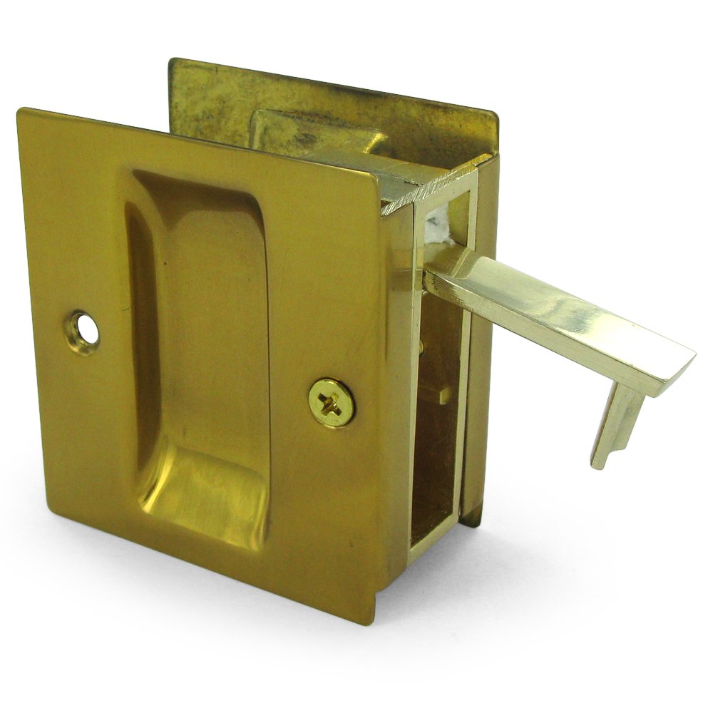 Solid Brass 2 1/2" x 2 3/4" Passage Pocket Lock in Polished Brass