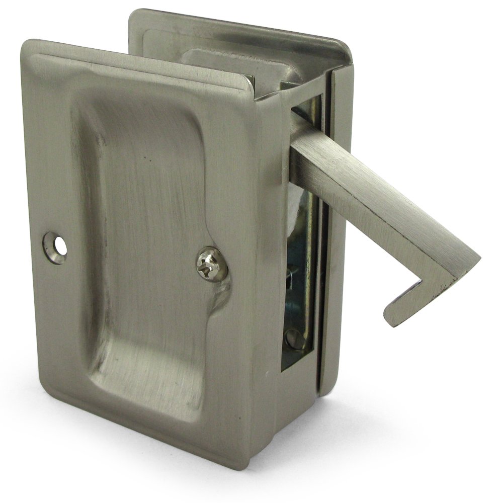 Solid Brass Adjustable 3 1/4" x 2 1/4" Heavy Duty Passage Pocket Lock in Brushed Nickel