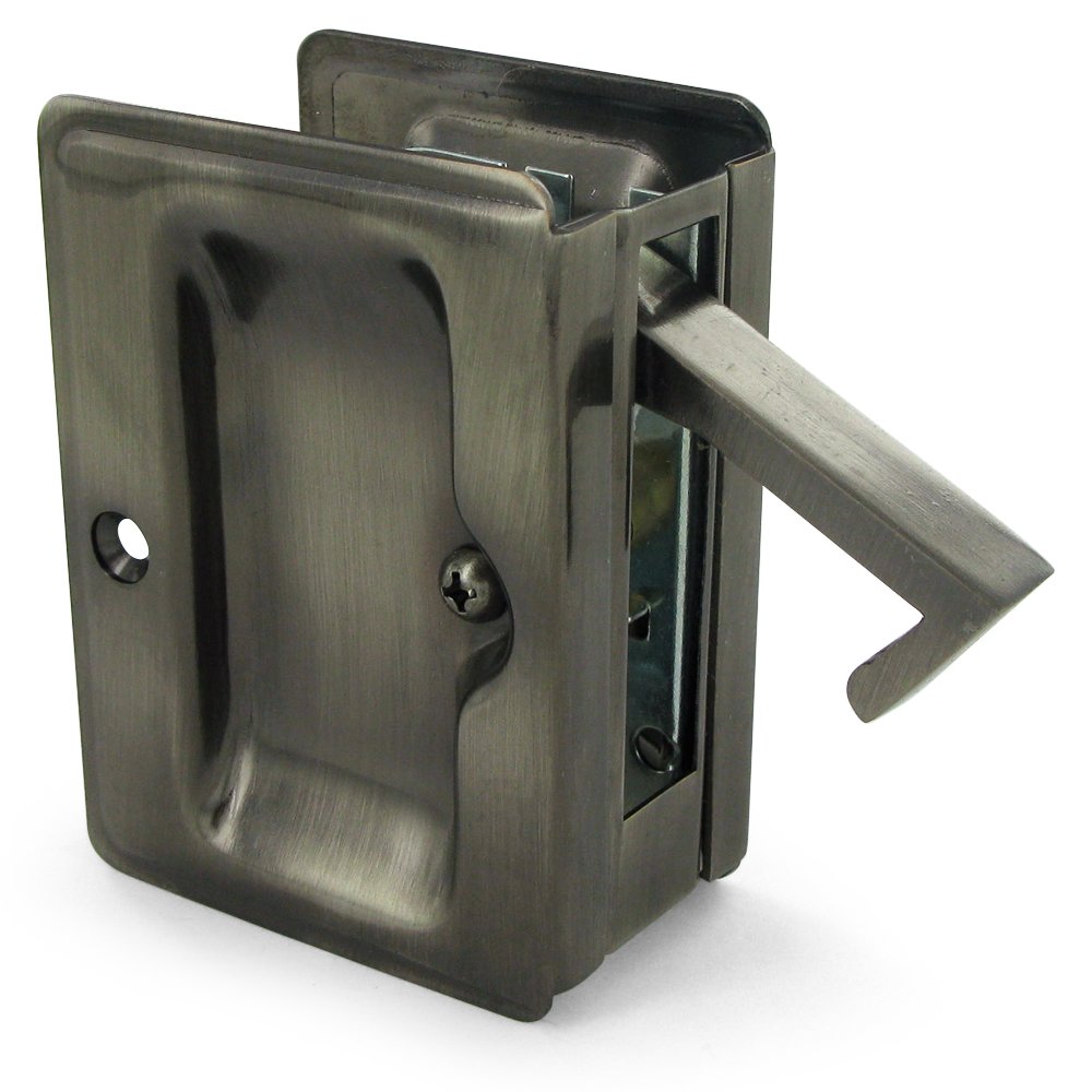 Solid Brass Adjustable 3 1/4" x 2 1/4" Heavy Duty Passage Pocket Lock in Antique Nickel