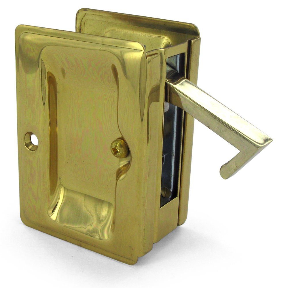 Solid Brass Adjustable 3 1/4" x 2 1/4" Heavy Duty Passage Pocket Lock in Polished Brass