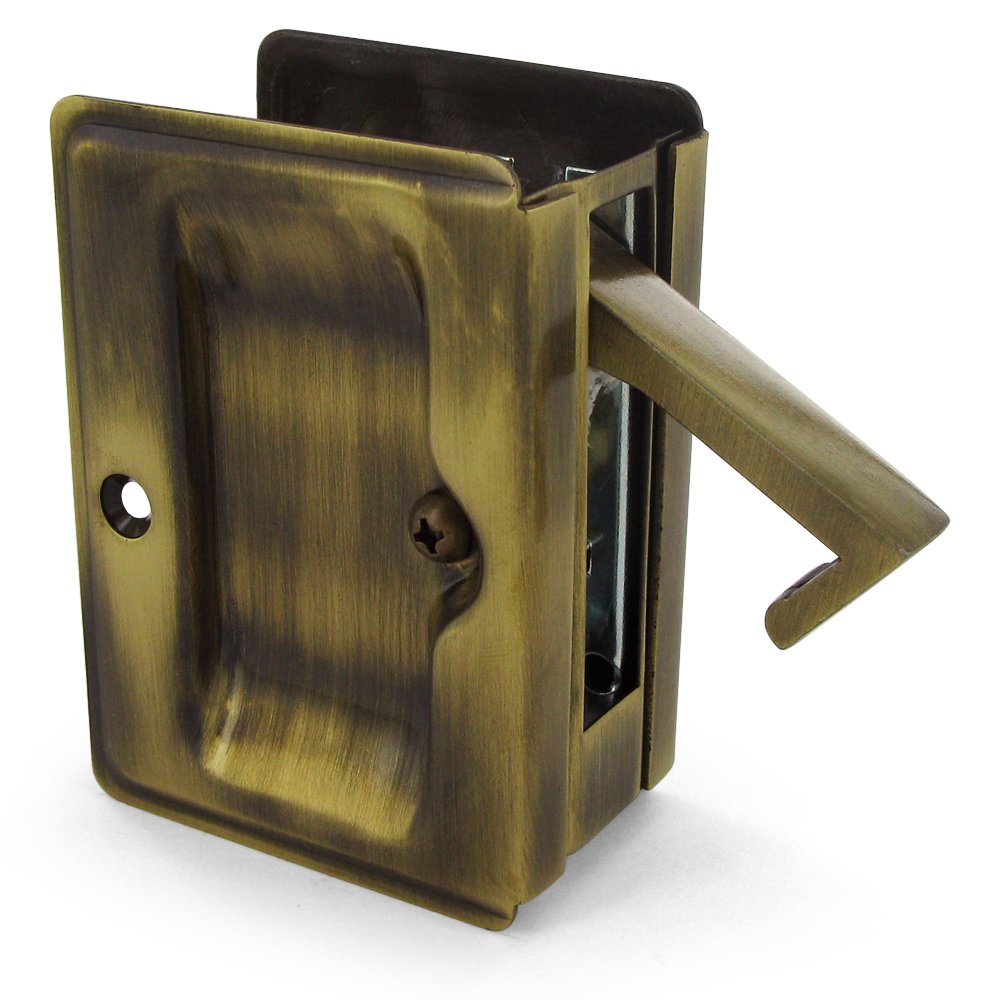Solid Brass Adjustable 3 1/4" x 2 1/4" Heavy Duty Passage Pocket Lock in Antique Brass