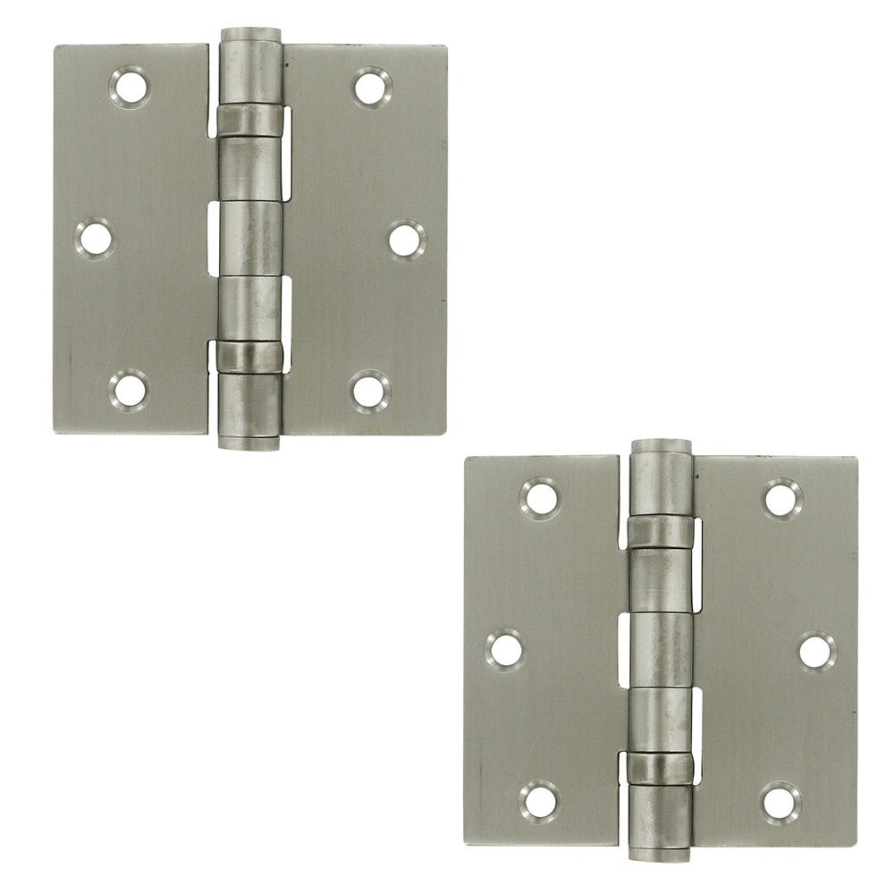 Stainless Steel 3 1/2" x 3 1/2" 2 Ball Bearing Square Door Hinge (Sold as a Pair) in Brushed Stainless Steel