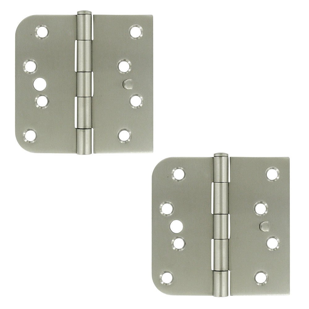 Stainless Steel 4" x 4" 5/8" Radius/Square/Section Lock Top Left Handed Door Hinge (Sold as a Pair) in Brushed Stainless Steel