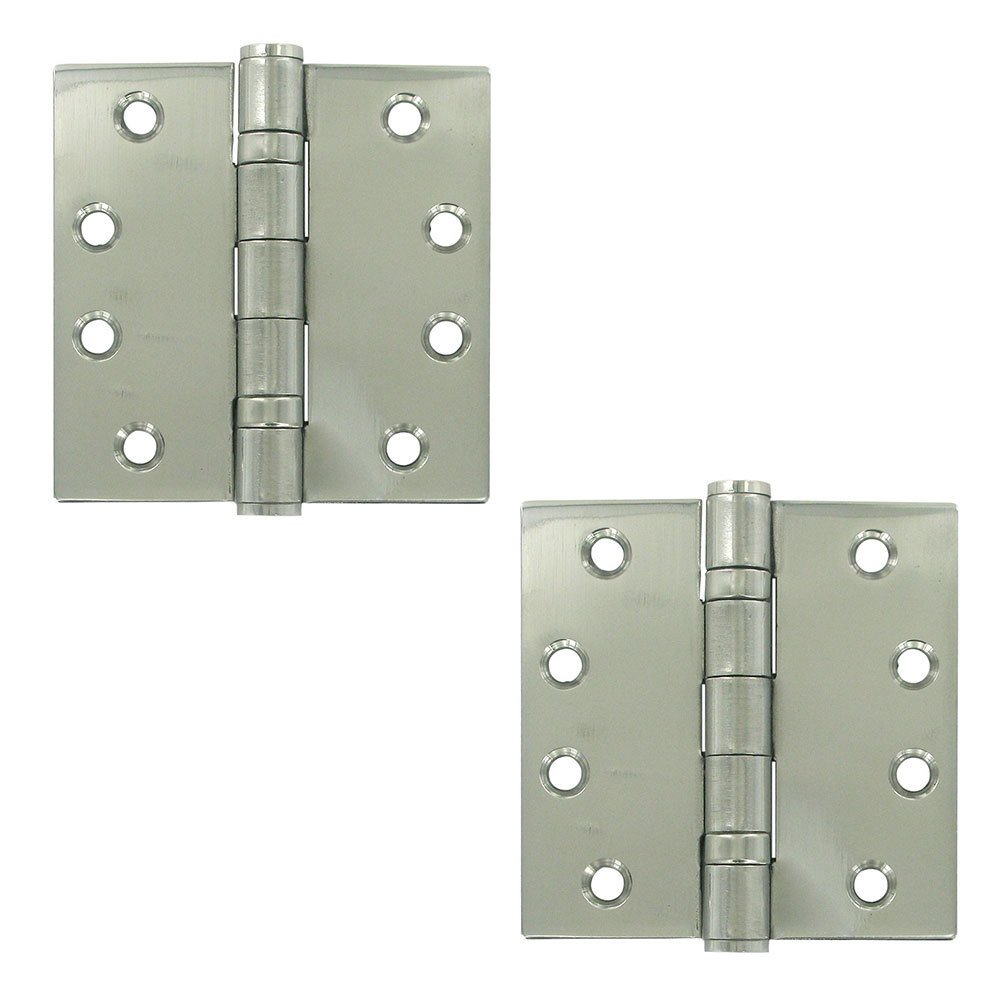 Stainless Steel 4" x 4" 2 Ball Bearing Square Door Hinge (Sold as a Pair) in Polished Stainless Steel