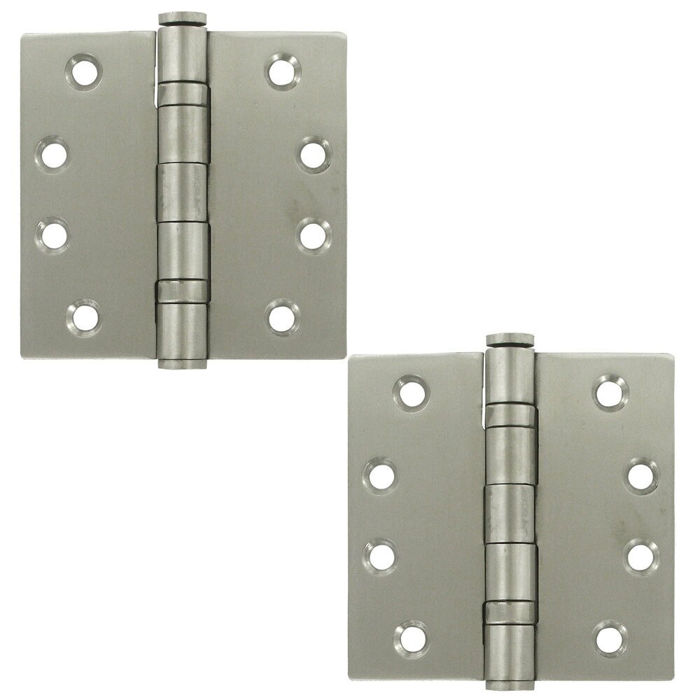 Stainless Steel 4" x 4" 2 Ball Bearing Square Door Hinge (Sold as a Pair) in Brushed Stainless Steel