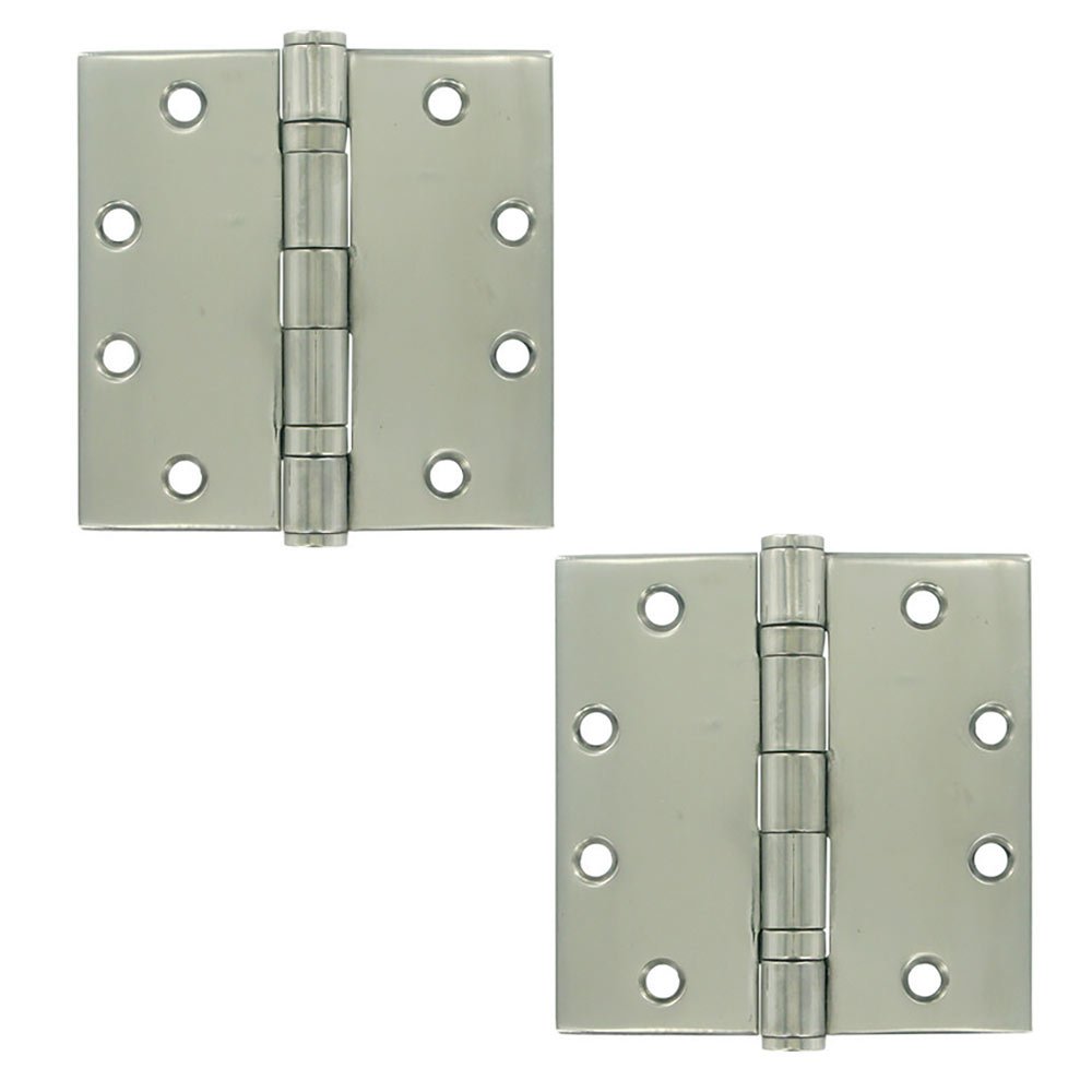 Stainless Steel 4 1/2" x 4 1/2" 4 Ball Bearing Square Door Hinge (Sold as a Pair) in Polished Stainless Steel