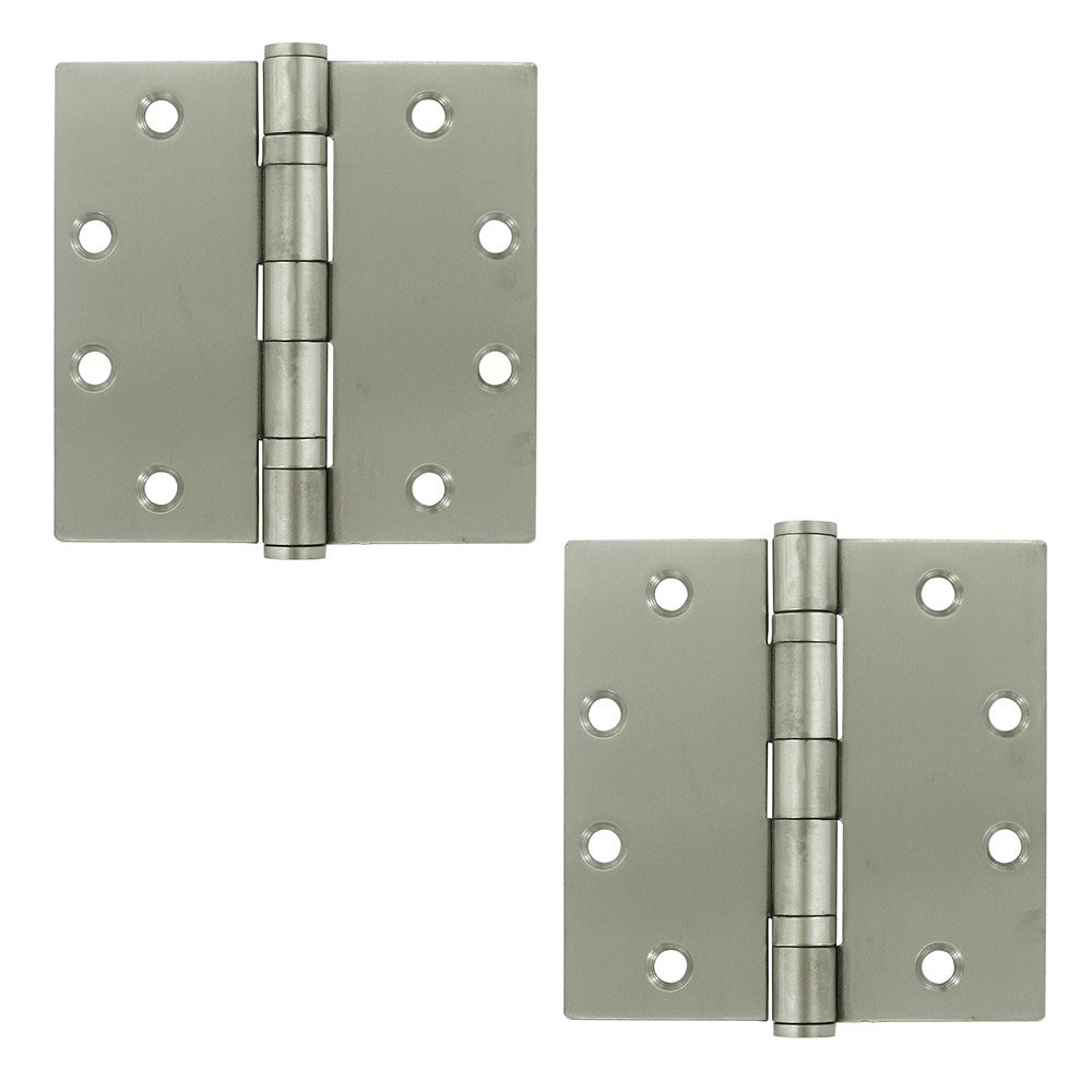 Stainless Steel 4 1/2" x 4 1/2" 2 Ball Bearing Square Door Hinge (Sold as a Pair) in Brushed Stainless Steel