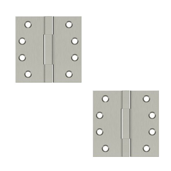 Solid Brass 4" x 4" Standard Square Knuckle Door Hinge (Sold as a Pair) in Brushed Nickel