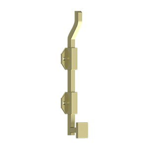 Solid Brass 10" Modern Offset Surface Bolt in Unlacquered Brass