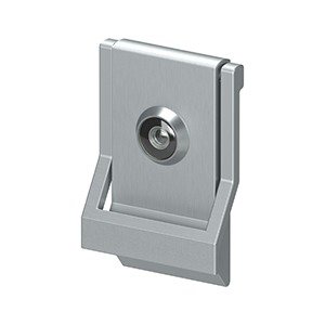 Solid Brass Modern Door Knocker with Viewer in Brushed Chrome
