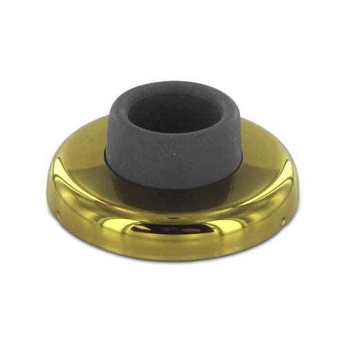 Solid Brass 2 1/2" Diameter Wall Mounted Concave Flush Bumper in Polished Brass