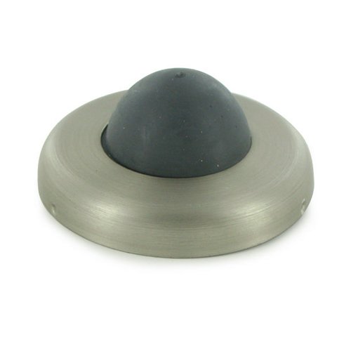 Solid Brass 2 1/2" Diameter Wall Mounted Convex Flush Bumper in Brushed Nickel