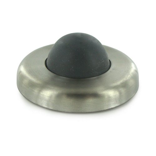 Solid Brass 2 1/2" Diameter Wall Mounted Convex Flush Bumper in Brushed Stainless Steel