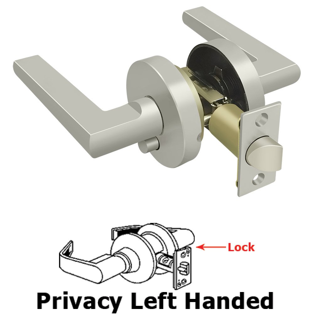 Left Handed Portmore Lever Privacy in Brushed Nickel