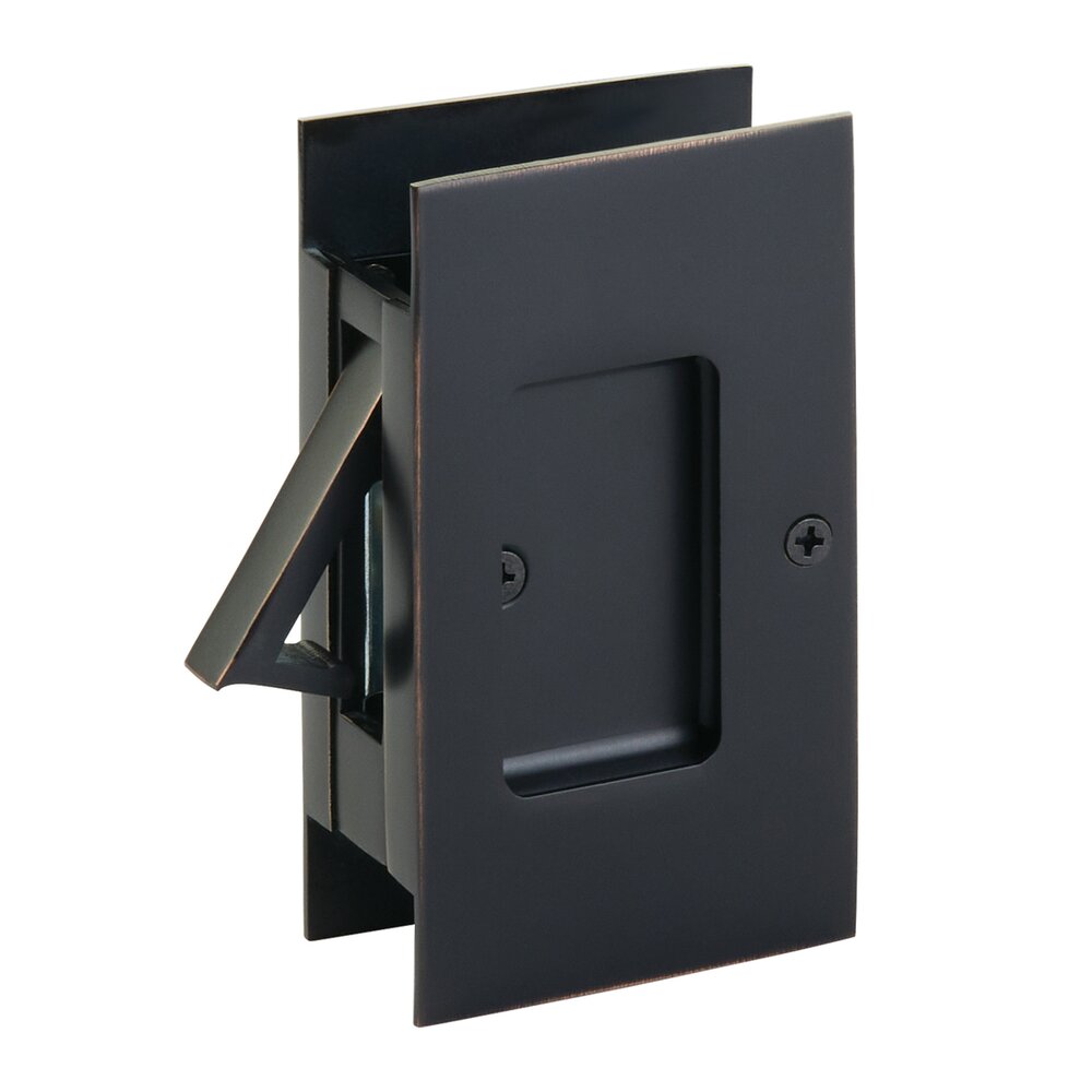 Passage Modern Rectangular Pocket Door Lock in Oil Rubbed Bronze