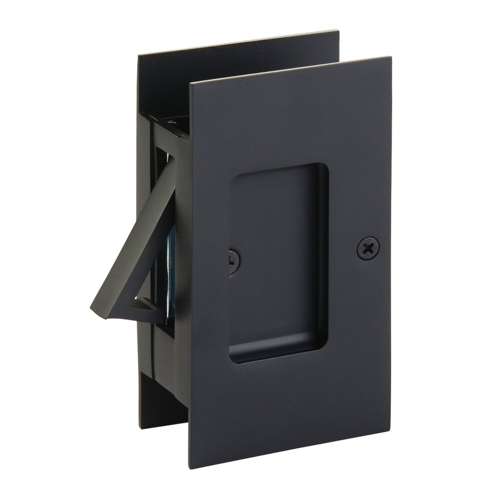 Passage Modern Rectangular Pocket Door Lock in Flat Black