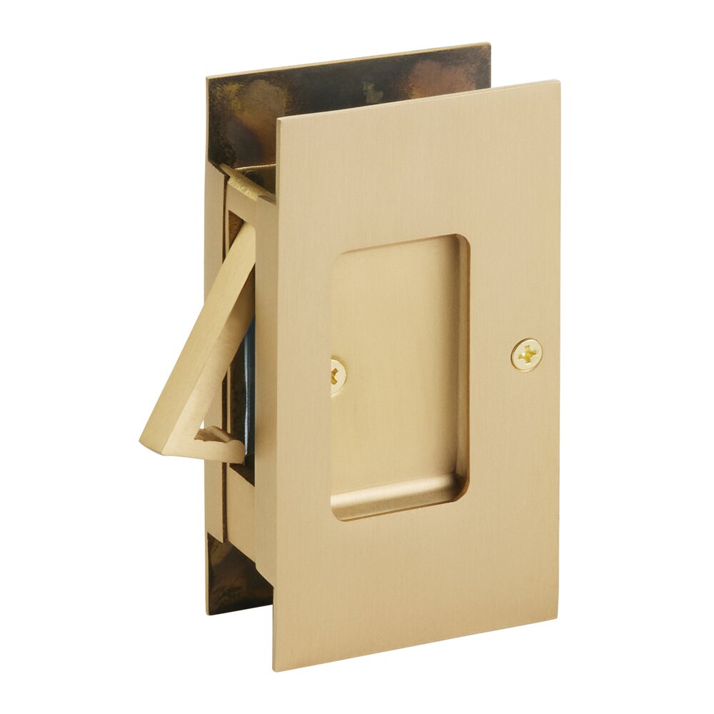 Passage Modern Rectangular Pocket Door Lock in Satin Brass