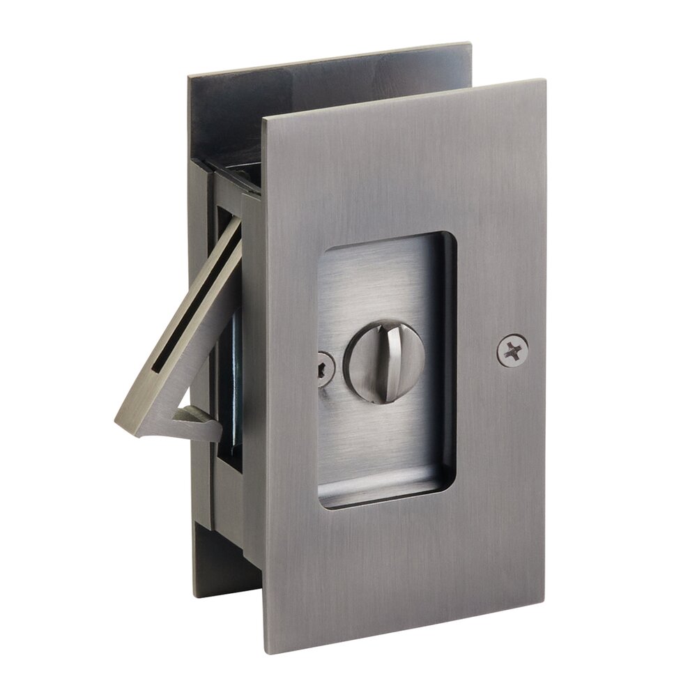 Privacy Modern Rectangular Pocket Door Lock in Pewter