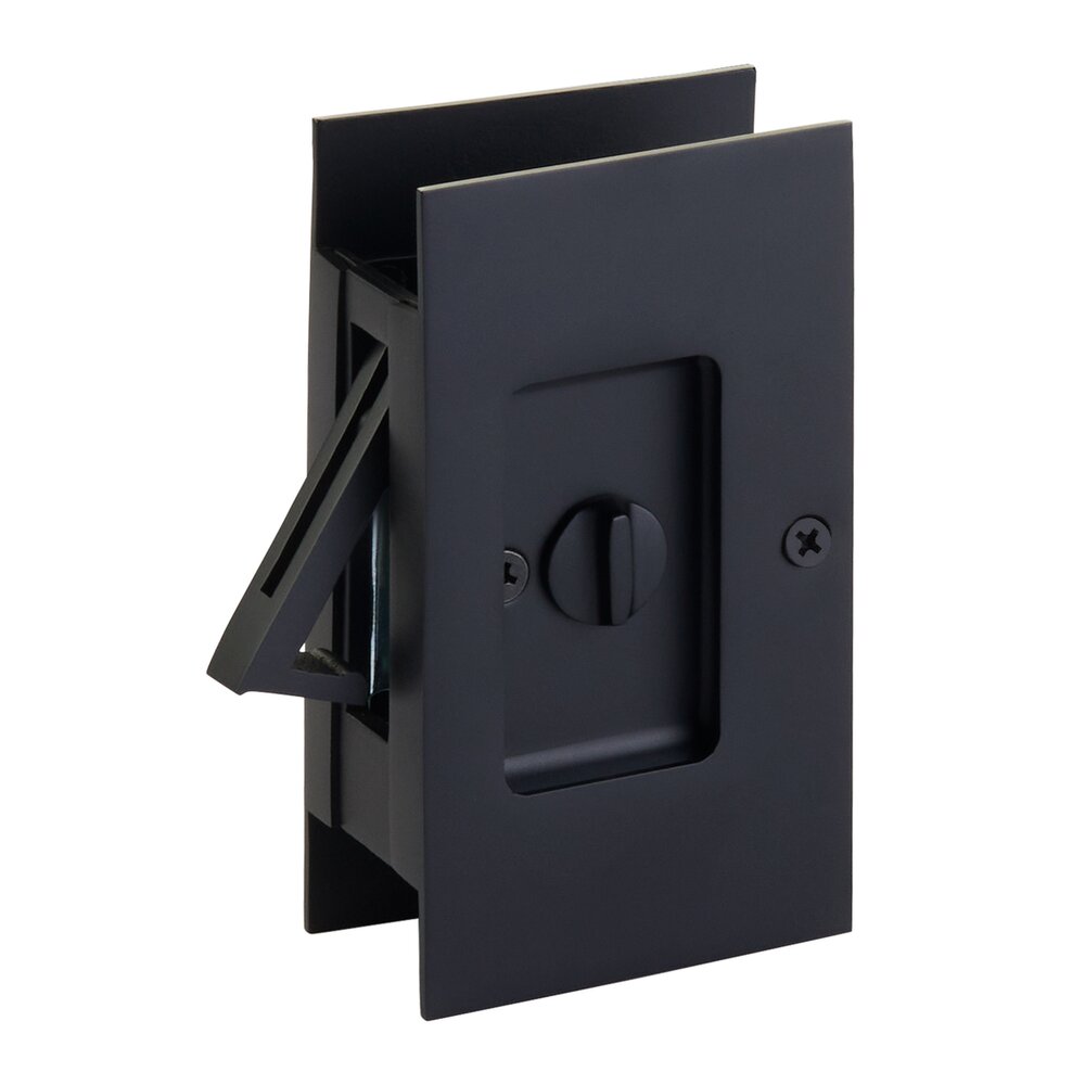 Privacy Modern Rectangular Pocket Door Lock in Flat Black
